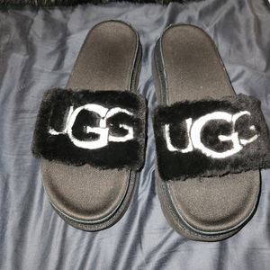 UGG Australia Women’s Laton Fur Slides Black Size USA 9